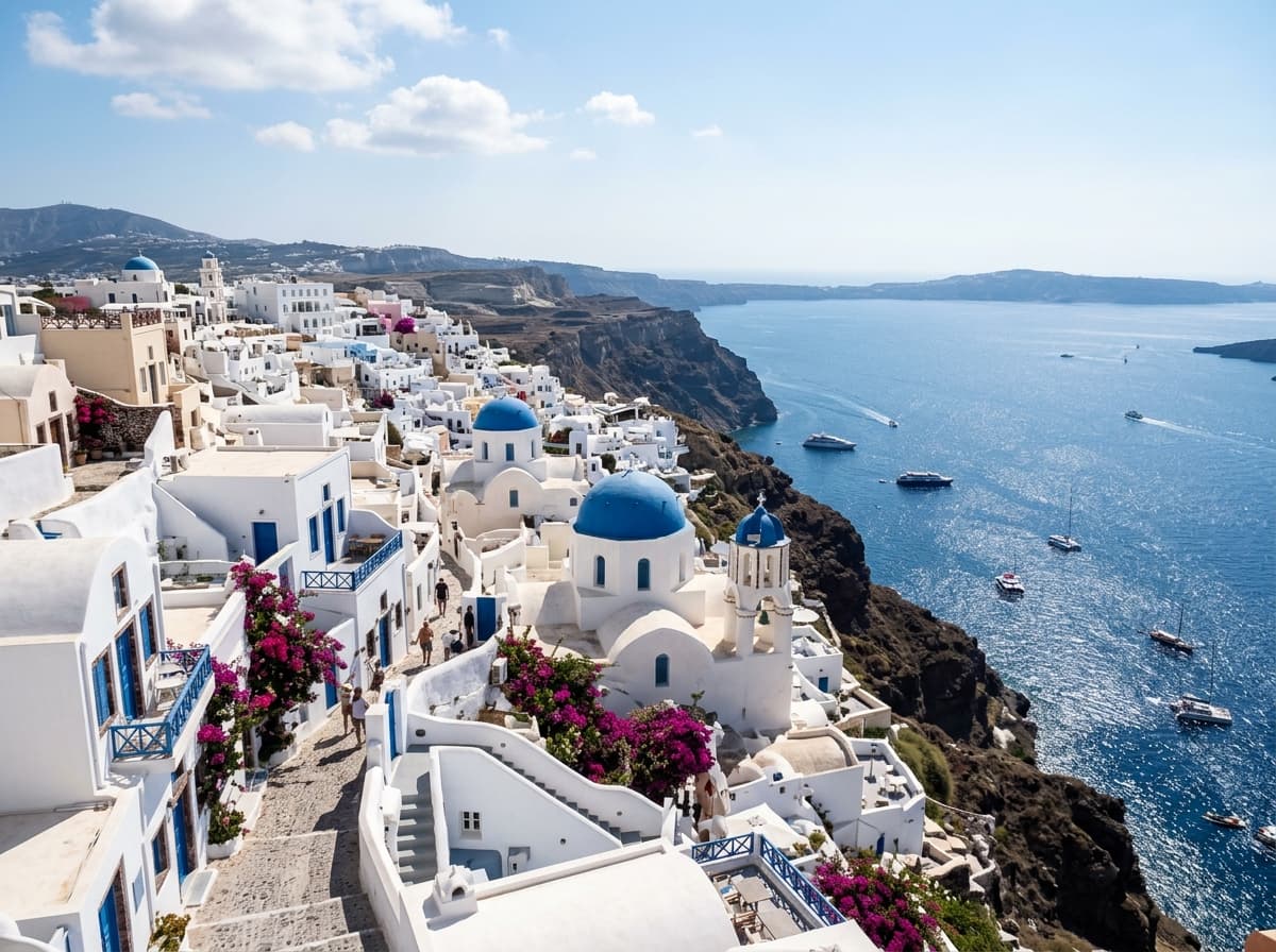 Santorini cliffside village overlooking the caldera
